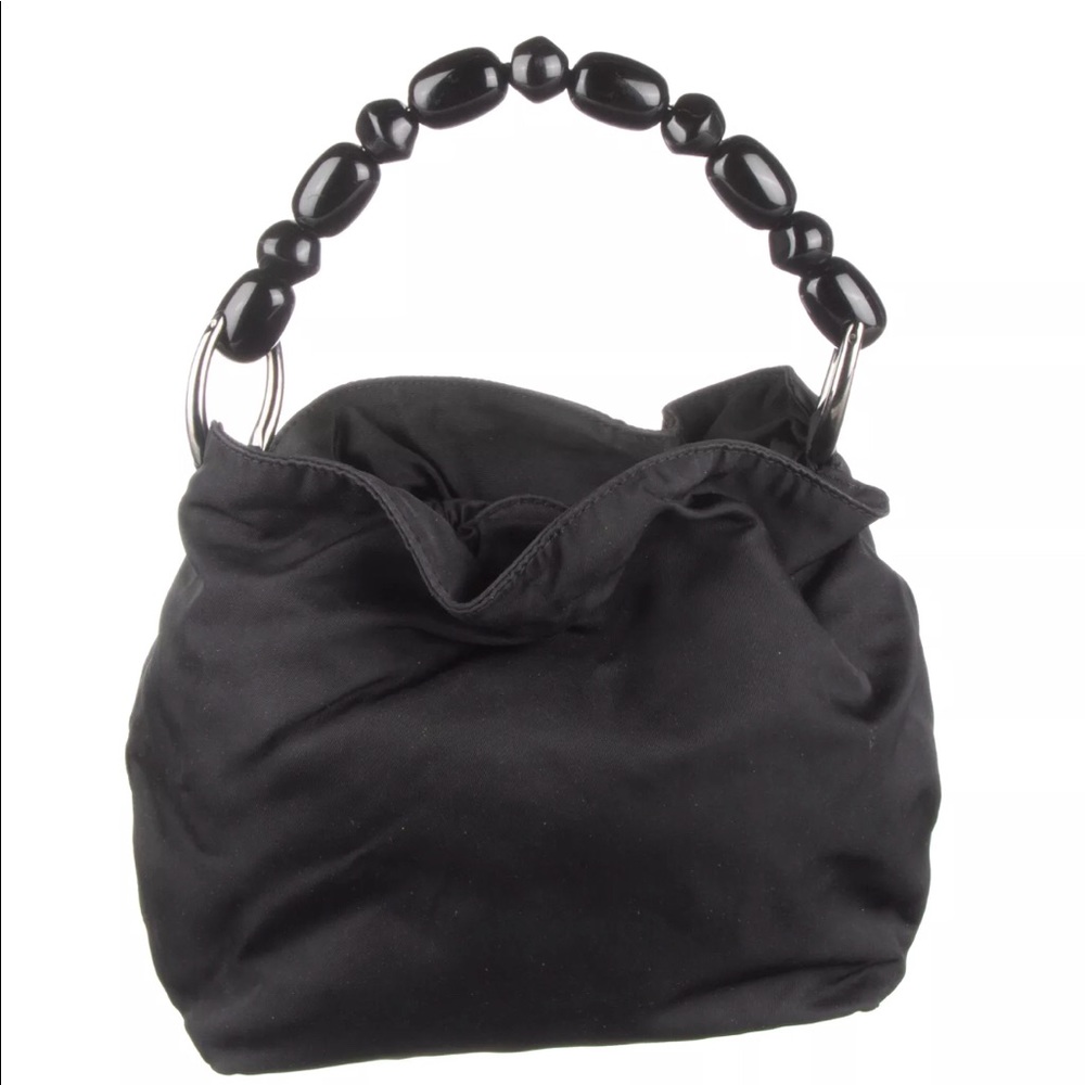 CHRISTIAN DIOR Black Nylon Beaded Handle Hobo Bag - Picture 2 of 7